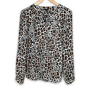 Talbots Leopard Print Long Sleeve Blouse Large
